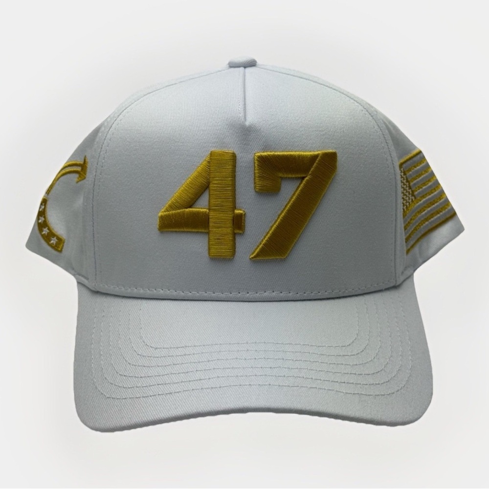 Limited Charlie Kirk White Hat Cap Gold 47 Turning Point USA Hat